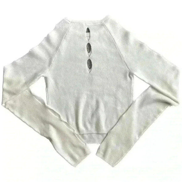 Urban Outfitters Ulla Cut Out Sweater Cream Size Medium - Picture 2 of 5